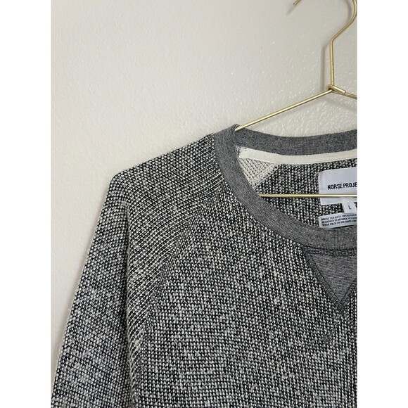 NORSE PROJECTS Men's Tristian Brushed Basket Sweater in Black/Ivory Size LARGE - Picture 2 of 7